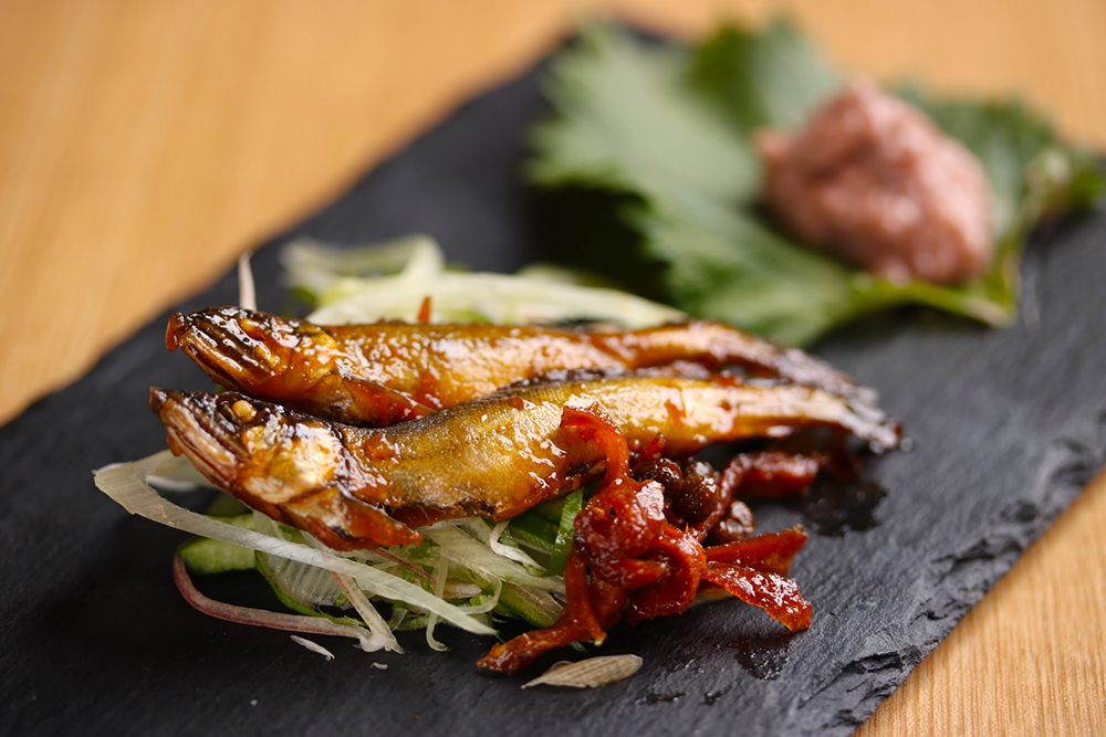 【小満】稚鮎の甘酒甘露煮、酒粕練り梅添え：発酵ワクワク大使の二十四節気レシピ