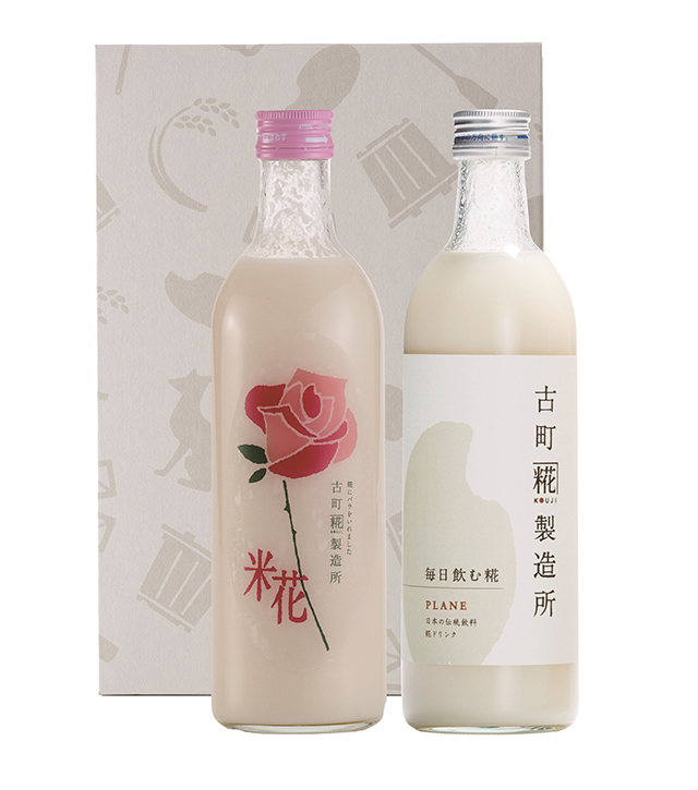 古町糀製造所『毎日飲む糀「プレーン」と「糀・バラ入り」2本セット』