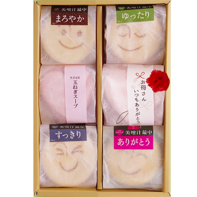 美噌元「味噌汁最中　母の日セット」6個入り　1,728円（税込み）