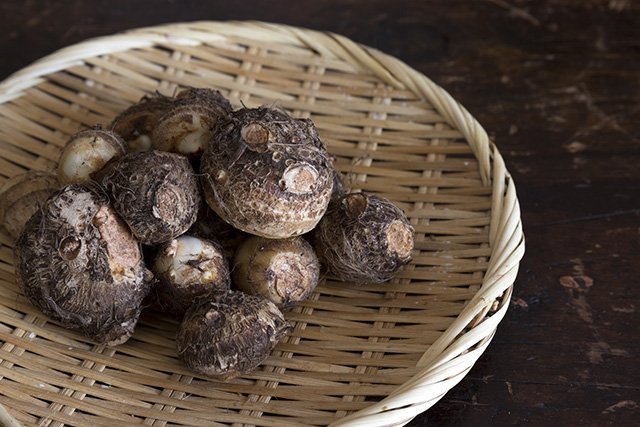 ザルに入った日本の里芋