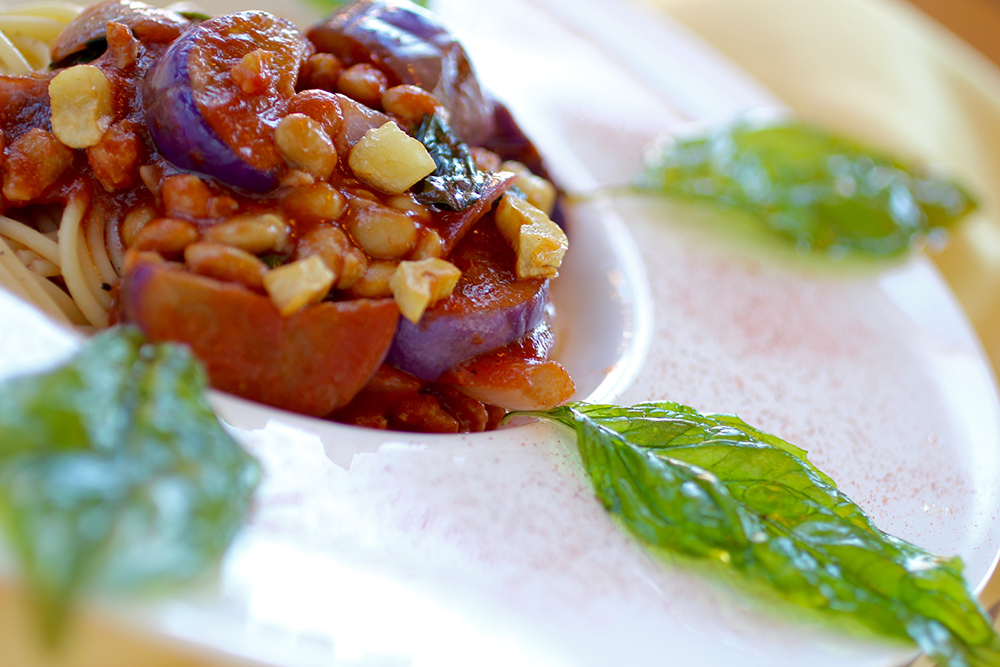 Natto pasta Caponata style