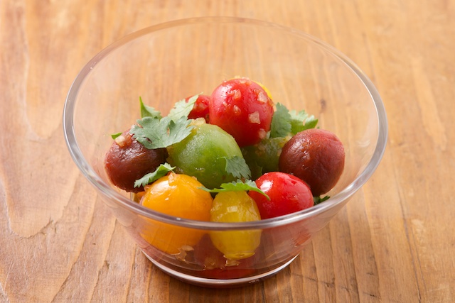 ミニトマトの黒酢あえ