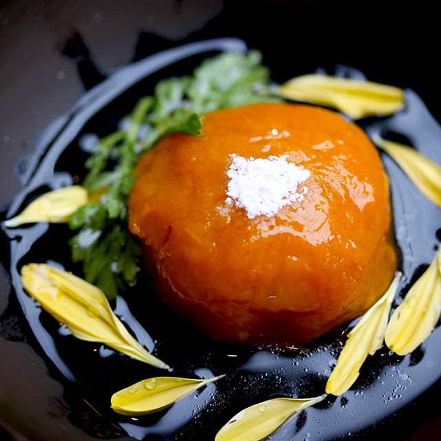 【秋分】南瓜とつくねの菊花あんかけ お彼岸の夕陽仕立て：発酵ワクワク大使の二十四節気レシピ