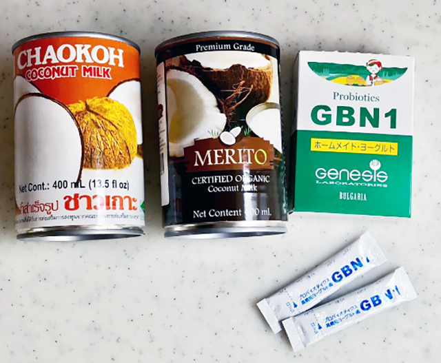 市販されているヨーグルト種菌とココナッツミルク